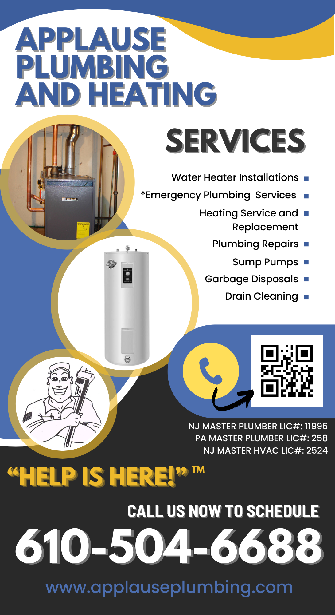 Applause Plumbing and Heating – Expert plumbing and heating services in Pennsylvania and New Jersey. Contact us at 610-504-6688 or [your email]. Our services include water heater replacement, hose bib replacement, garbage disposal replacement, water pipe repairs, French drain installation, sump pumps, drain cleaning, and more. Quality craftsmanship you can trust.