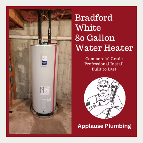 New install of an 80 gallon Bradford White Light Commercial hot water heater.
