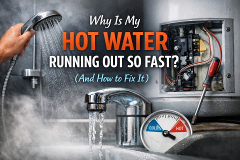 Water running out of a hot water heater.