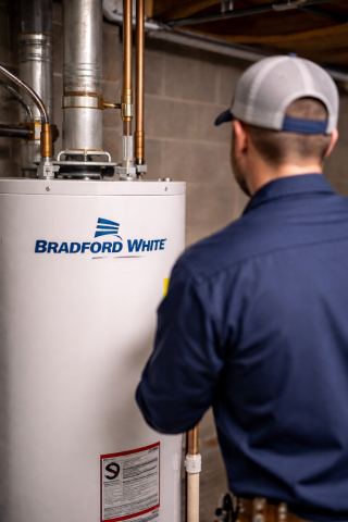 Bradford White hot water heater.